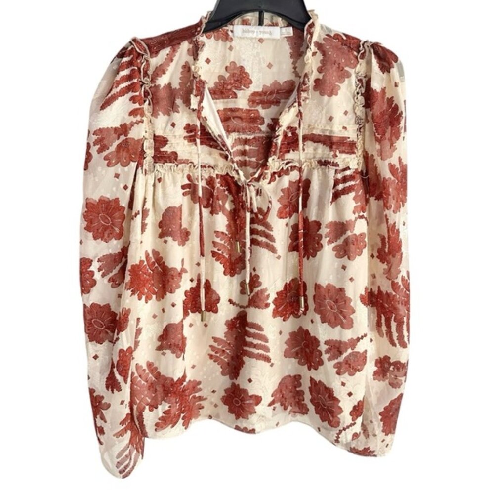 Bishop + Young Long Sleeve Lined Peasant Blouse Size Small - NWOT